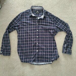 Butter Cloth 2X Long Sleeve Button Up Shirt Stretch Plaid Check Blue Red